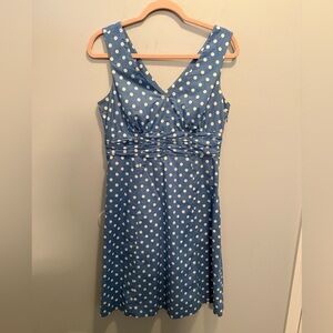 Boden Riviera blue and white polka dot 100% cotton natural fibers dress Size 6